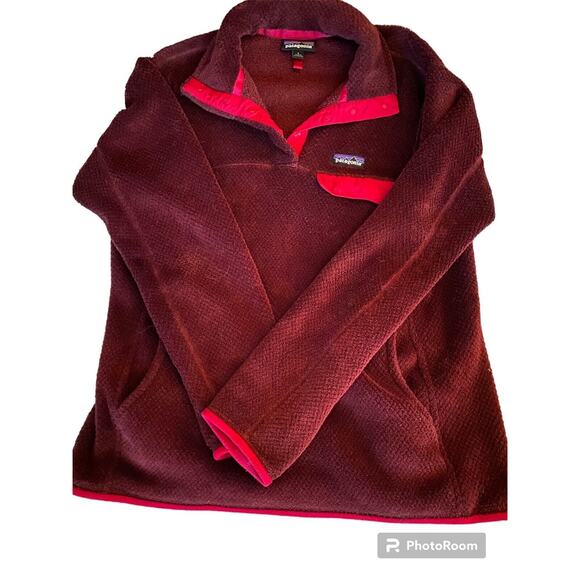 Vintage EUC Re-Tool Snap Patagonia Size L Plush Burgandy Warm Cozy - Picture 1 of 11